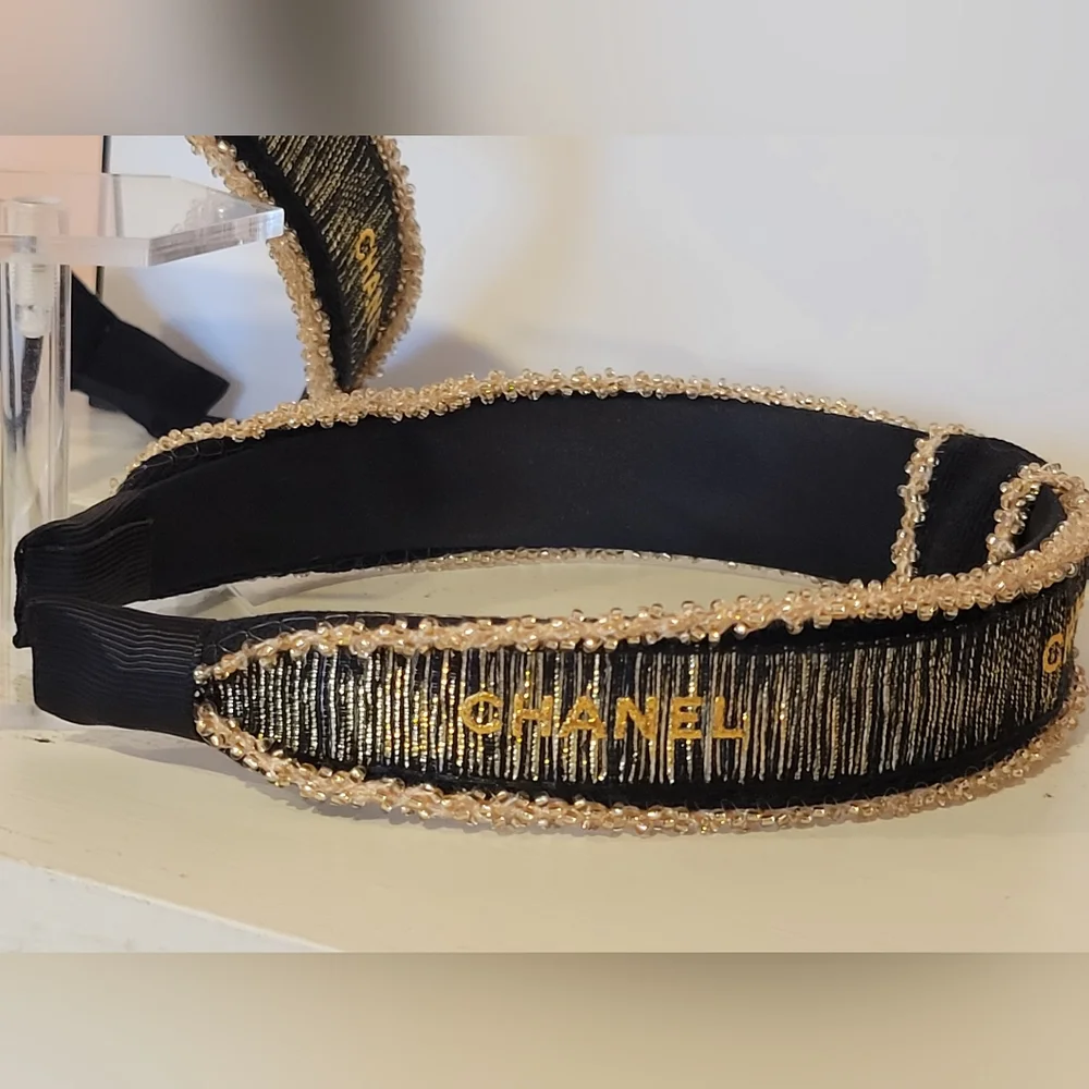 Chanel Holiday Gold/Black Shimmer Ribbon,unbranded headband - Picture 5 of 6